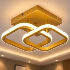 Luminária de Teto LED Solena Edge 18W Quadrado Duplo Dourado Plafon Lustre com Design Moderno