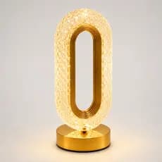 Luminária LED Cristal Recarregável Touch Sem Fio 3 Tons Luz Abajur Premium Dourado