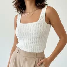 BLUSA FEMININA CROPPED ROUPA ESTILOSA REGATA TRICOT MODAL VERÃO TENDENCIA 2026