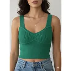 BLUSA FEMININA CROPPED ROUPA ESTILOSA REGATA TRICOT MODAL VERÃO TENDENCIA 2026