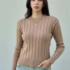 BLUSA FEMININA TRICOT MODAL MANGA LONGA COMPRIDA CANELADA ESTILOSA