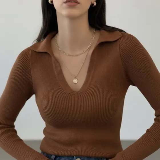 BLUSA FEMININA TRICOT MODAL POLO MANGA LONGA COMPRIDA FRIO ROUPA ESTILOSA INVERNO 2026