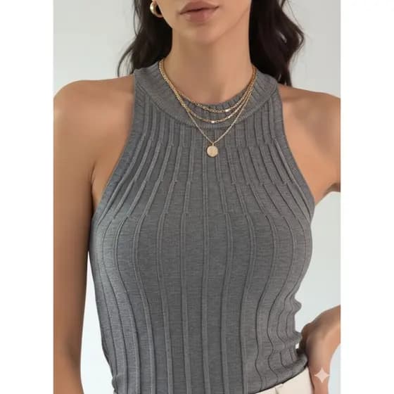 BLUSA FEMININA BASICA ROUPA ESTILOSA REGATA TRICOT MODAL VERÃO TENDENCIA