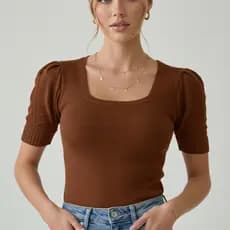 BLUSA FEMININA MANGA CURTA TRICOT MODAL  ROUPA ESTILOSA TENDENCIA 2026