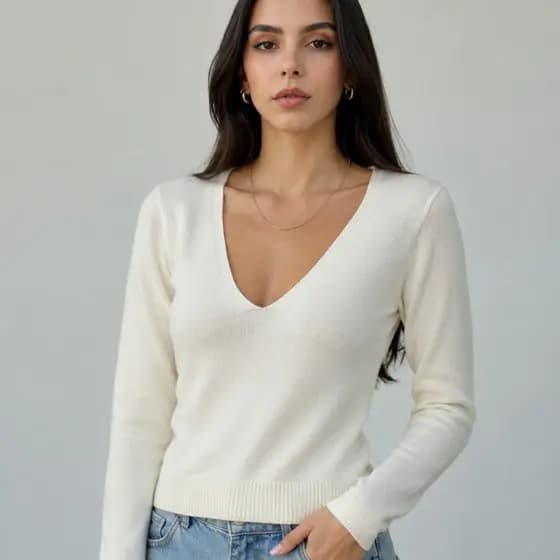 SUETER BLUSA MANGA COMPRIDA DECOTE V FEMNINO INVERNO OUTONO
