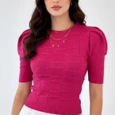 BLUSA FEMININA MANGA CURTA TRICOT MODAL  ROUPA ESTILOSA TENDENCIA 2026