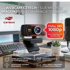 Webcam C3tech Camera Usb Wb-100bk Full Hd 1080p 30FPS Microfone USB
