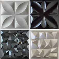 Kit 75 e 90 Placas 3D PVC para Parede - Auto Relevo - 25x25cm