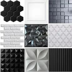 Kit 5 / 10 Placas 3D de Parede - 50x50cm Pétala Diamante Siena Pixel Pirâmide Ripado