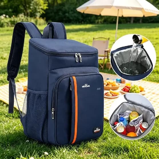 Mochila Cooler Térmica Portátil Multiuso Espaçosa Reforçada à Prova de Água para Alimentos e Bebidas Quentes e Frios