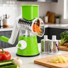 Cortador de Legumes 3 em 1 com Manivela, Ralador Rotativo para Fatiar, Ralar e Cortar em Tiras-U11