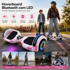 Hoverboard Infantil Camuflado Elétrico 6.5” Com LED Bluetooth Música Bateria De Longa Duração-P10