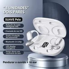 Fones Bluetooth 2 em 1 abertos e intra-auriculares, som HIFI sem perda, longa duração de bateria com display digital-B6