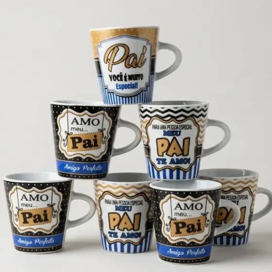Jogo Canecas Pai Faixa 120ml Porcelana Personalizada Xícara Café Chá Pai Presente Taça Elegante Café Manhã Pai Te amoo