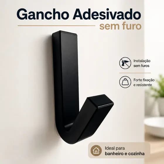 Gancho Adesivo Sem Furo Suporte Para Toalha Pano de Prato Banheiro Cozinha