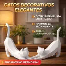 Escultura Gato Decorativo Minimalista para Mesa Estante Sala Quarto Escritório Decoração Moderna