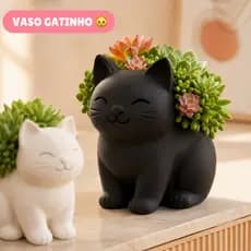 Vaso Gatinho Decorativo Suculentas Cactos Porta Planta Mesa Decoração Casa Gato Fofo Minimalista