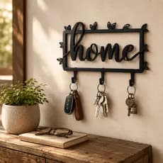 Porta Chaves Parede Decorativo Home 3 Ganchos Sem Furo Fita 3M Organizador Chaveiro Decoração Cozinha Sala Escritório