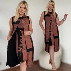 Vestido Feminino Viscolycra Estampado Com Transpassado Casual Confortável Plus Size