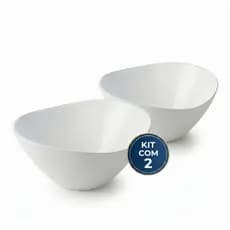 Kit 2 Tigelas Saladeira Vidro Opaline Branco 2 Litros Bowl Grande Oasis