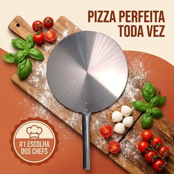 Pá Para Forno De Pizza 35 Cm Alumínio Reforçado Gourmet Pizzaria P/ Pizzaiolo Profissional