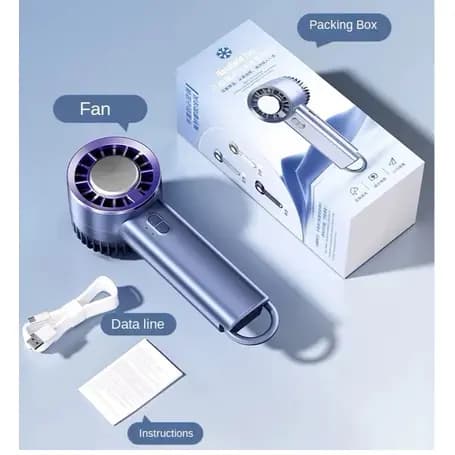 Ventilador Portátil Turbo com Bateria Longa Duração e Tecnologia de Resfriamento Gelado