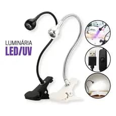 Mini Luminária Lâmpada Led USB De Mesa Com Clipe Garra Flexível UV Para Unhas