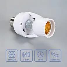 Bocal Adaptador E14 Para E27 Com Sensor De Movimento Automático Sensor Infravermelho 360º