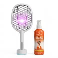 Kit Raquete Elétrica Base + Spray Repelente 200ml