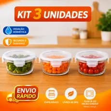 Kit com 3 unidades Pote Hermético Para Cozinha com Tampa de Vedação Redonda 120ml Vidro