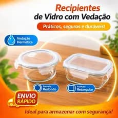 Pote Hermético Para Cozinha com Tampa de Vedação Retangular e Redondo 120ml Vidro