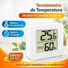 Mini Medidor de Temperatura e Umidade Higrômetro Termômetro Ambiente Portátil Profissional