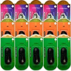 KIT COM 15 CABOS OS TRES MODELOS 5 TIPO C 5 COMPATIVEL PARA IPHONE 5 V8 NO ATACADO PARA REVENDA