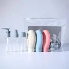 Kit Frascos para Viagem Completo com Necessaire Transparente Porta Shampoo e Cosméticos