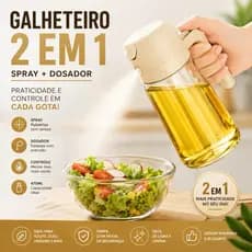 Galheteiro Spray 2 em 1 para Azeite e Óleo Vidro 470ml Dosador Pulverizador Cozinha