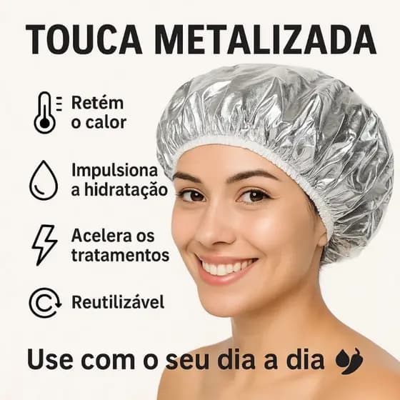 Touca Térmica Metalizada Alumínio para Hidratação Capilar – Tratamento Rápido e Eficiente