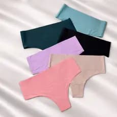 Kit 5 Calcinhas Cintura Alta Sem Costura Corte A Laser  Não Marca Na Roupa Feminina  Cos Alto  Poliamida 5 Centimetros