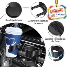Kit 2/6/10  Porta-Copos Automotivos Ajustáveis Universais - Preto