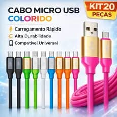 Atacado- Kit 20 Cabos Carregador Emborrachado USB TYPE-C V8 Lightning Dados Carregar 10 Unidades