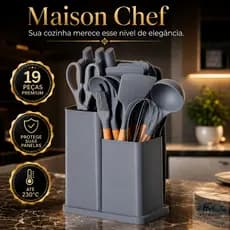 Conjunto de  Utensílios de Cozinha Completo 19 peças cinza