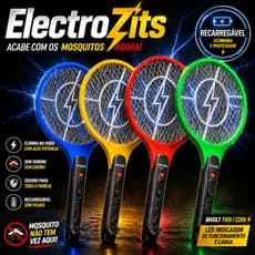 Raquete Elétrica Mata Mosquito Recarregável LED Bivolt ElectroZits