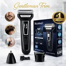 Máquina De Barbear Aparador Elétrico 3 em 1 Recarregável Gentleman Trim