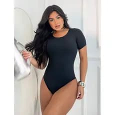 Body Básico Feminino - Kit com 1 ou 2 - para o Verão - Gola Careca - Manga Curta - Tamanho Único.