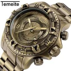 Venda quente temporada relógio de Bronze verde à prova dwaterproof água banda aço Casual masculino relógio de quartzo gr