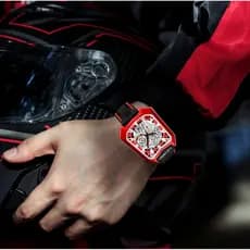 Novo para si ning europeu americano masculino na moda moda criativa Casual quadrado oco relógio mecânico automático