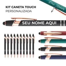 Kit 5/10 Canetas Touch Personalizadas Metal Gravação Laser Com Logo Nome Brindes Empresas Profissão