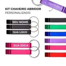 Kit 2/3 Chaveiros Abridor Personalizado Inox Gravação Laser Brindes e Empresas Logo Nome Brasão Time