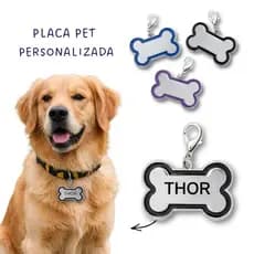 Placa Pet Personalizada Gravação a Laser Metal Frente e Verso Nome + Telefone Pingente Identificação