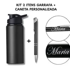 Kit Garrafa + Caneta Executivo Personalizado 2 Itens Brinde Presente | Nome Logo Brasão Símbolo