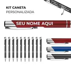 Kit 5/10 Canetas Personalizadas Metal Gravação Laser Nome Logo Brinde Empresa